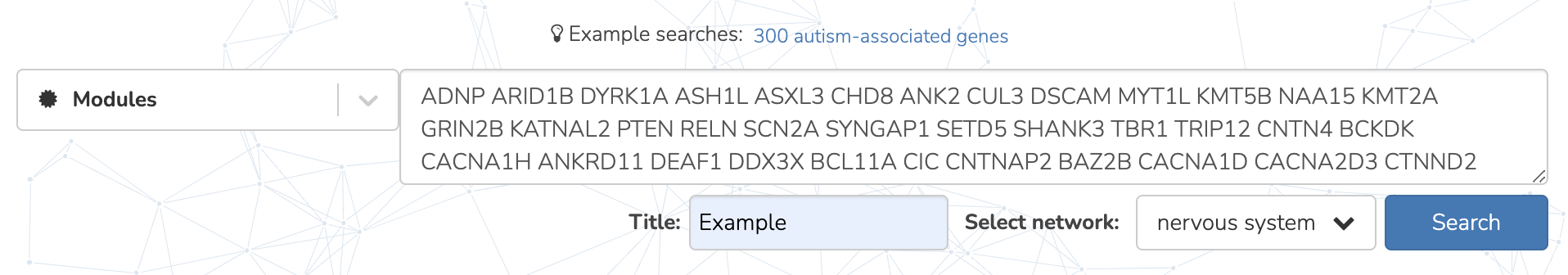 Functional Module Detection query with title input field